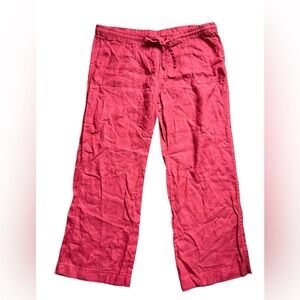Allen Allen red linen straight leg pants size XL